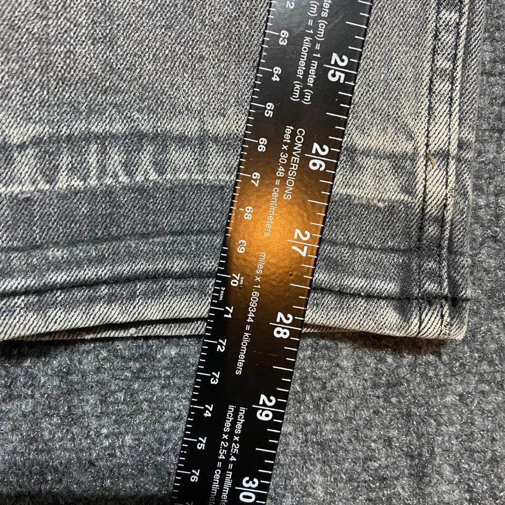AllSaints Dean Slim Straight Grey Faded Jeans Size 30 Button Fly Raw Hem Grunge